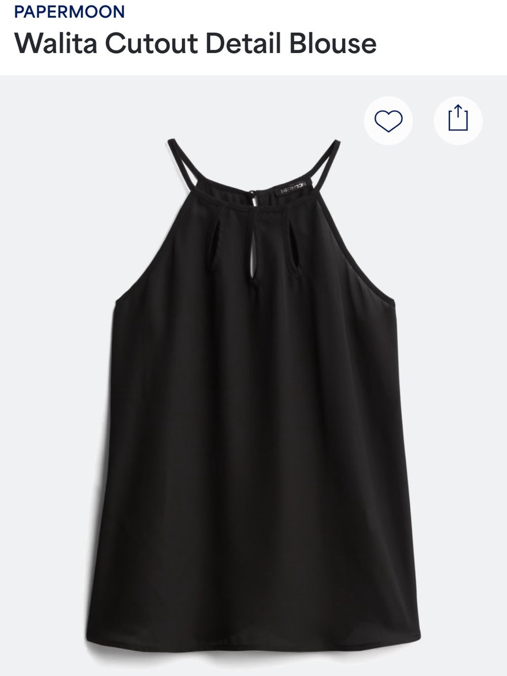 Papermoon Black Halter Camisole with Front Cutout